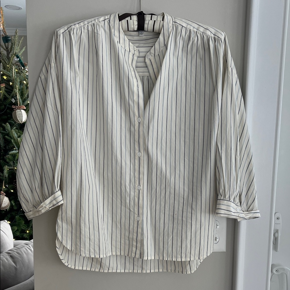 Joie White and Blue Striped Shirt